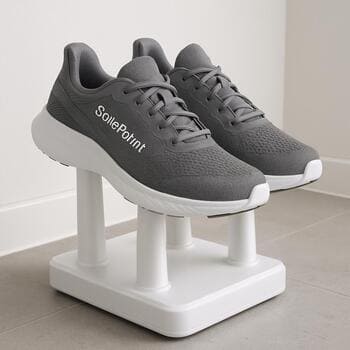SolePoint ayakkabılarının oda sıcaklığında kurutulduğu raf