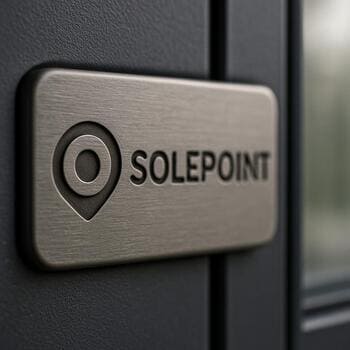 SolePoint logosunun ayakkabı kutusu üzerindeki yakın planı