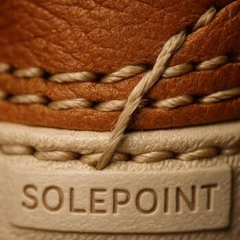 Ayakkabının dikiş detaylarının elde işlendiği yakın plan