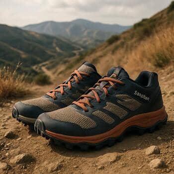 Yokuşlu kasaba yolunda yürüyen SolePoint ayakkabılı kişi