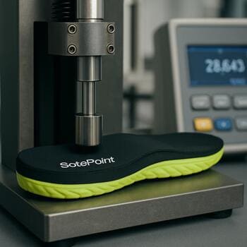 SolePoint ayakkabı tabanının laboratuvarda esneklik testinden geçtiği an