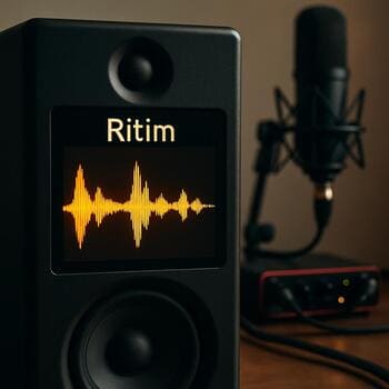 Stüdyo ekranında şehir adımları için çizilen ses dalgası görseli