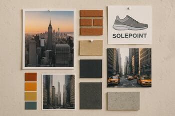 SolePoint stüdyosunda şehir fotoğraflarıyla dolu ilham panosu