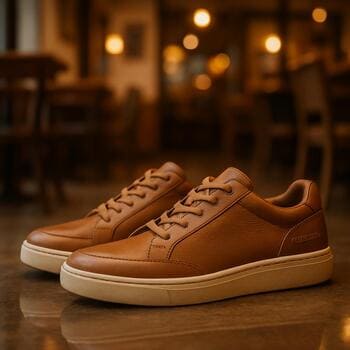 Kafede zemine yansıyan SolePoint ayakkabı silüeti