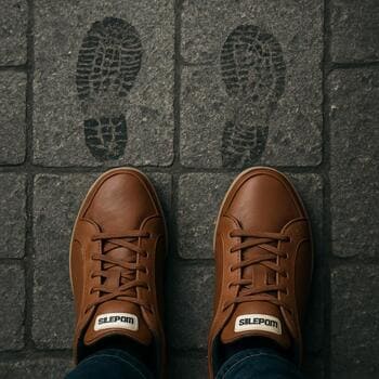 Şehir kaldırımında yumuşak ayakkabı izleri