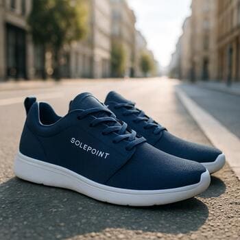 Sabah sahil yolunda yürüyen SolePoint spor ayakkabılı kişi