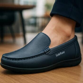 SolePoint loafer modelinde dar kalıp bilgisinin göründüğü etiket
