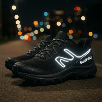 Gece şehir sokaklarında SolePoint ayakkabı izleri