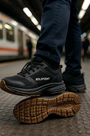 Sabah metro istasyonunda SolePoint spor ayakkabılı yolcu