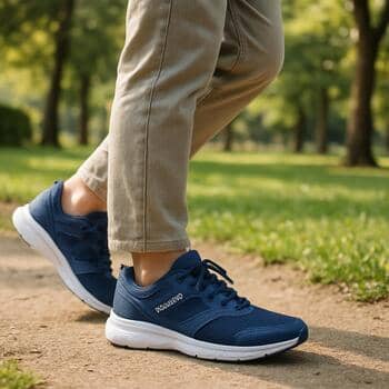 Hafta sonu parkında yürüyen SolePoint spor ayakkabılı kişi